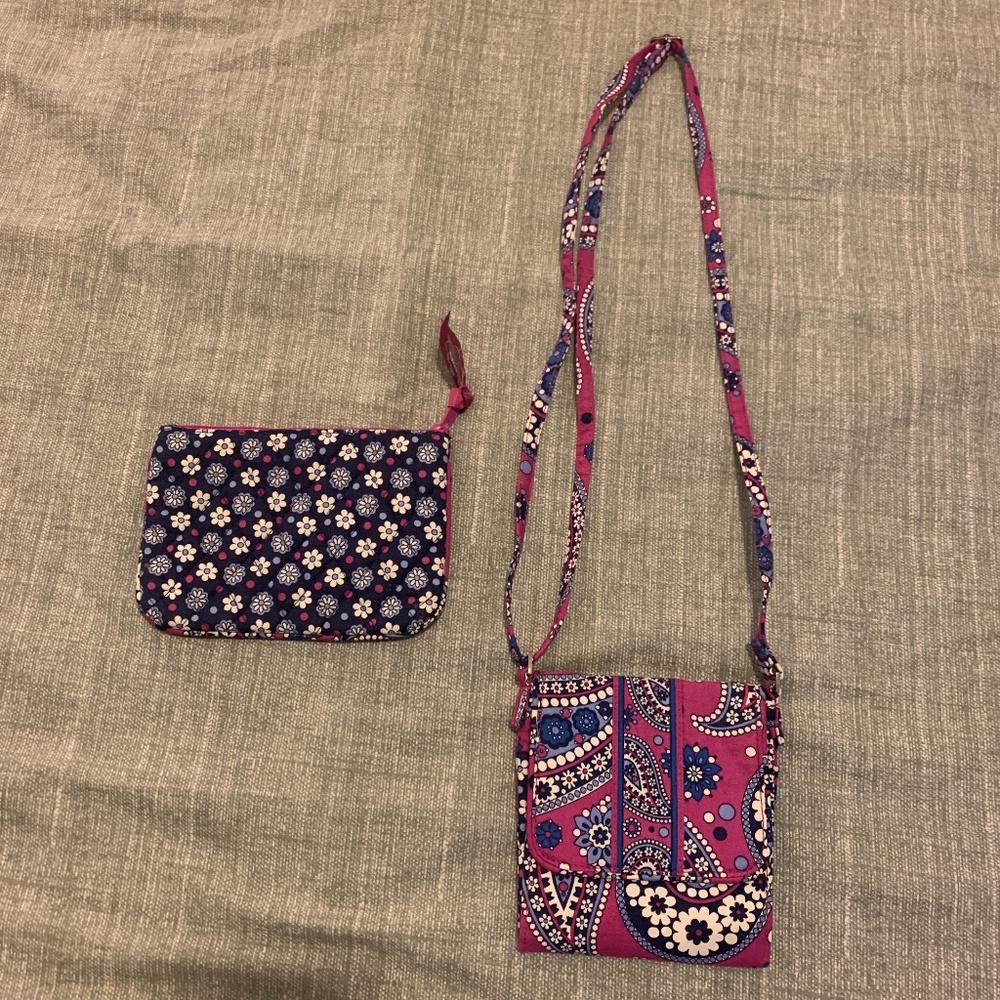 Very Bradley Boysenberry Crossbody and Makeup Bags